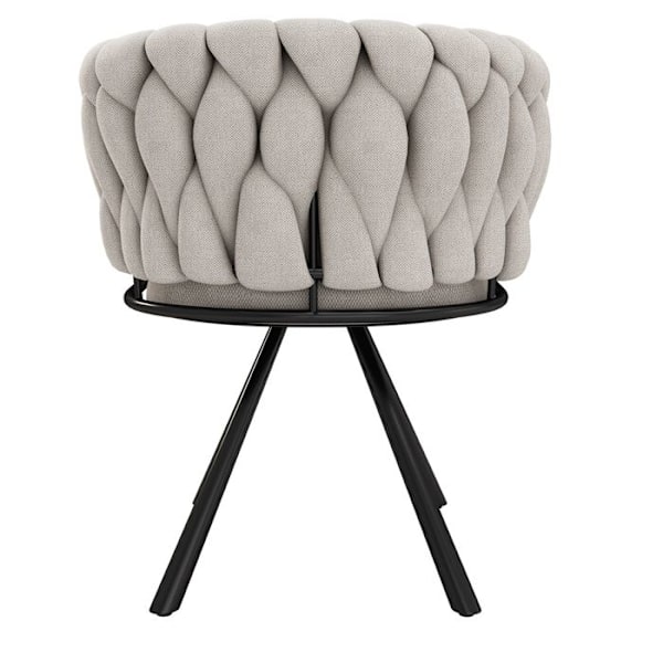 Svängbar Stol - Matstol - Sminkstol Klädd i Lin - Set om 2 - Svarta Metallben - Beige Beige och svart