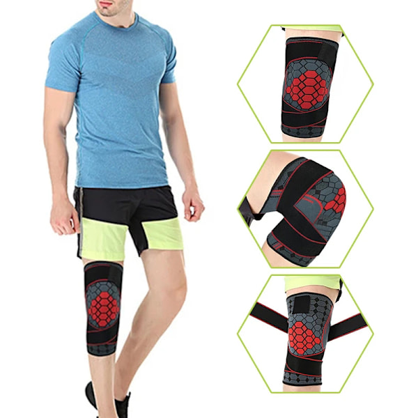 port Knäbandage Elastiskt stöd Knäskydd Kompressionsskydd för träning Gym promenader Röd Röd S Red