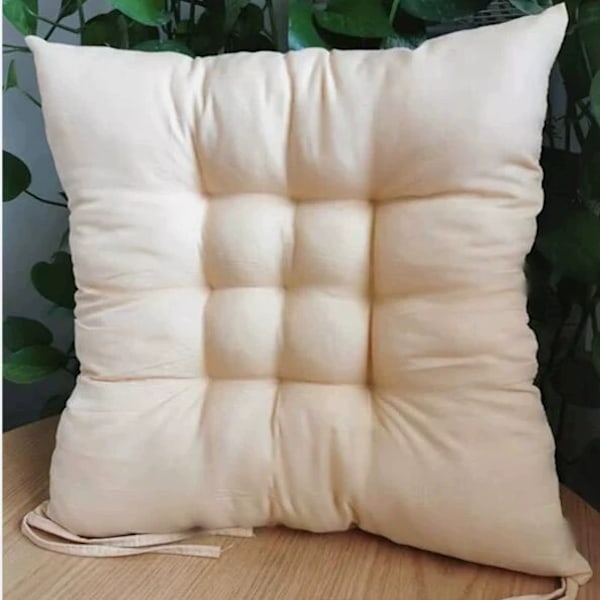 4 st mjuka stolsdynor, stolsdynor med band, stolsdynor matsal för trädgård uteplats kök matsal (40x40cm) Light camel