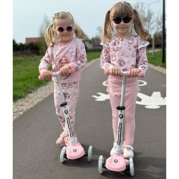 Trehjulig balansscooter, 3-8 år - rosa + lysande LED-hjul Rose