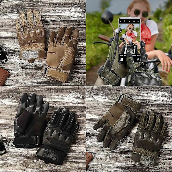 Uknuselige Beskyttende Taktiske Hansker med Full Finger - Taktiske Hansker for Menn, Berøringsskjerm, Full Finger, for Jakt, Motorsykkel Svart Black XL