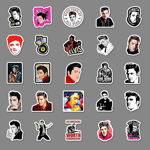 50 kpl Elvis Presley Graffiti Vedenpitävät Tarrat Matkalaukku Kannettava Tietokone Skeittilauta Jääkaappi Kypärä Vesikuppi Tukkumyynti