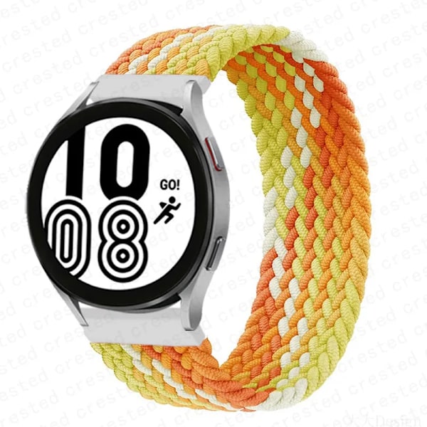 Flätat Solo Loop för Samsung Galaxy Watch 4/5/6/44mm 40mm/classic armband 46 42mm/active 2/Gear S3 armband 22mm 20mm klockarmband Doftande orange h Fragrant orange M