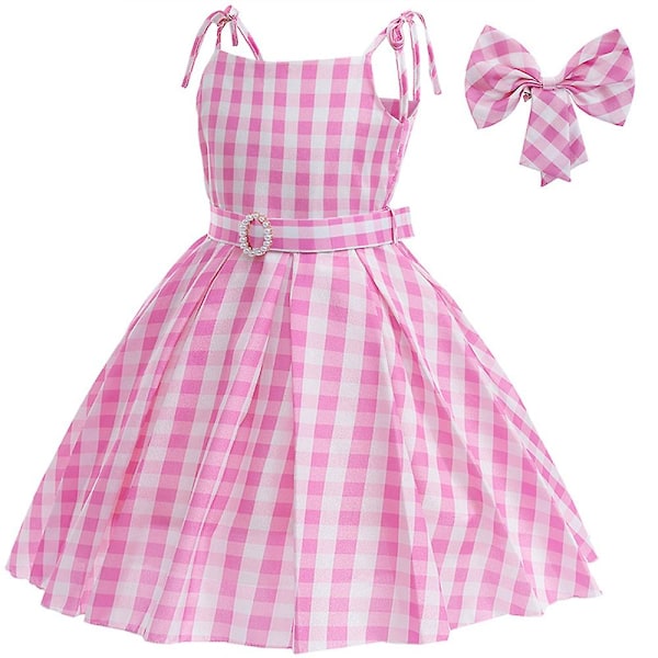 Barbie Flickor Cosplay Festklänning Födelsedagskostym Med Hårklämma Med Rosettgåva 10-11 Years