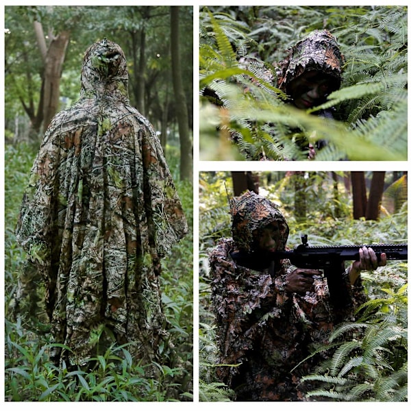 Militær Kamuflasje Ghillie Poncho 3D Dyrebilde Jakt for Menn Kvinner