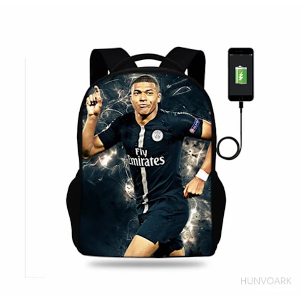 17\" Klassinen Kylian Mbappe Supertähti Printti Reppu Picture color
