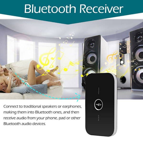 Bluetooth 5.0 Sender Modtager, 2-i-1 Trådløs Bærbar Stereo Audio Adapter Modtager med RCA/3.5mm AUX Kompatibel Lav Latency HD Audio
