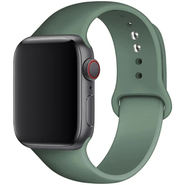 Silikonrem för Apple Watch Band 45mm 44mm 42mm 49mm 41mm 40mm 38mm armband iwatch Series 8 7 9 SE 4 3 5 Ultra 6 Tallgrön h Pine Green 38  40 41 mm S-M