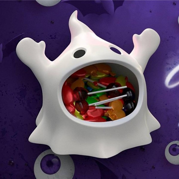 Halloween Frossande Spöke Godisskål Partydekoration Vit White l