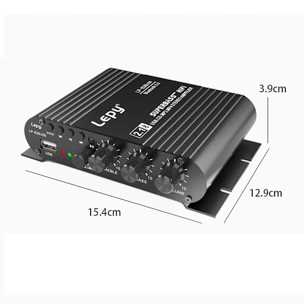 LP838 Bluetooth Subwoofer Forstærker 12V Bil 2.1 Kanal Audio Afspiller Forstærker 15.4×12.9×3.9cm