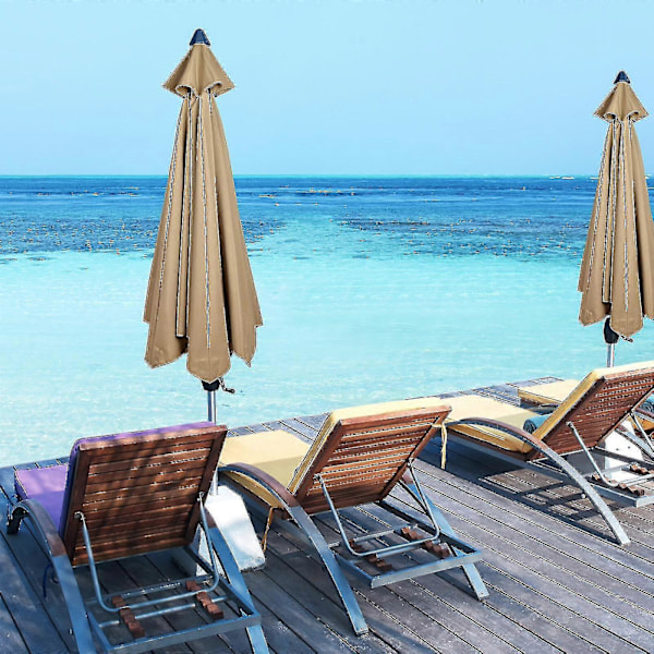 Bedst sælgende erstatningsstof til haveparasol tagdækning til 3m 6/8 arm terrasse solparasol 50% tilbud-yzy (FMY) Tan Tan 300cm*6k