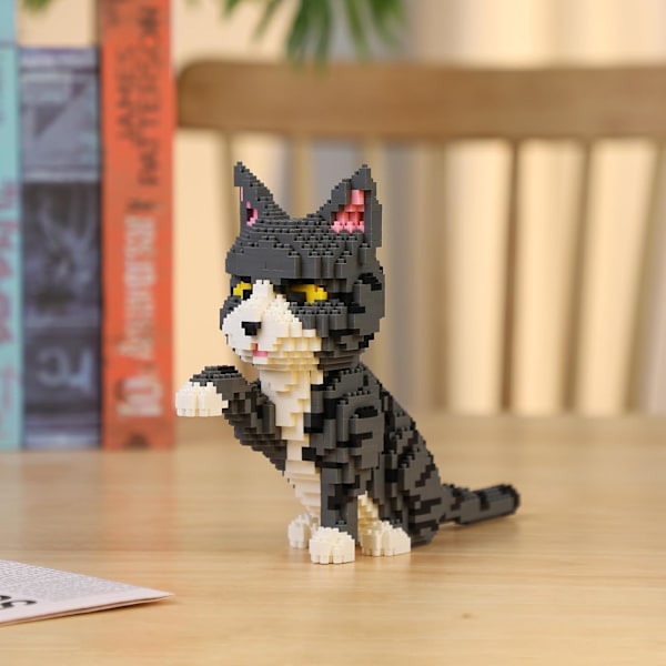 Katt Mini Byggklossar Sött Djurset för Godispåsar, 1300st Mikro Mini Byggleksak DIY 3D-klossar Kit för Vuxna Barn, Jul Födelsedagspresent