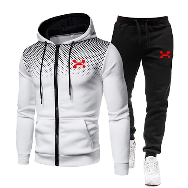 2023 Mode Träningsdräkt För Män Hoodie Fitness Gym Kläder Män Löparset Sportkläder Joggingbyxor Herr Träningsdräkt Vinterdräkt Sport vit en R XL white an R