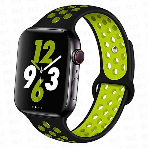 Sportrem för Apple Watch Band 45 mm 49 mm 44 mm 40 mm 41 mm 42 mm Silikonarmband correa iWatch Ultra 2 Series 9 8 SE 7 6 5 4 3 Svart-gul 1 h Black-yellow 1 M-L