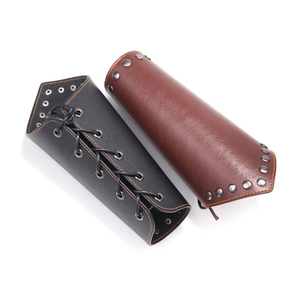 1 stk. Armbånd Læder Punk Bred Cykel Håndledsbeskytter brown