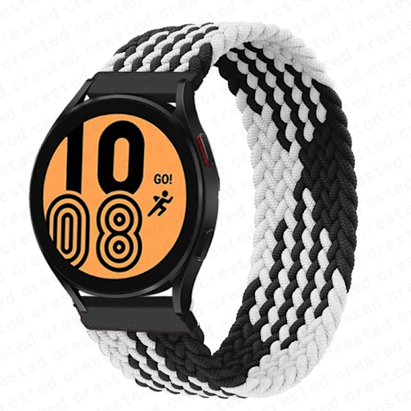 Flätat Solo Loop för Samsung Galaxy Watch 4/5/6/44mm 40mm/classic rem 46 42mm/active 2/Gear S3 armband 22mm 20mm klockarmband svart vit h black white L