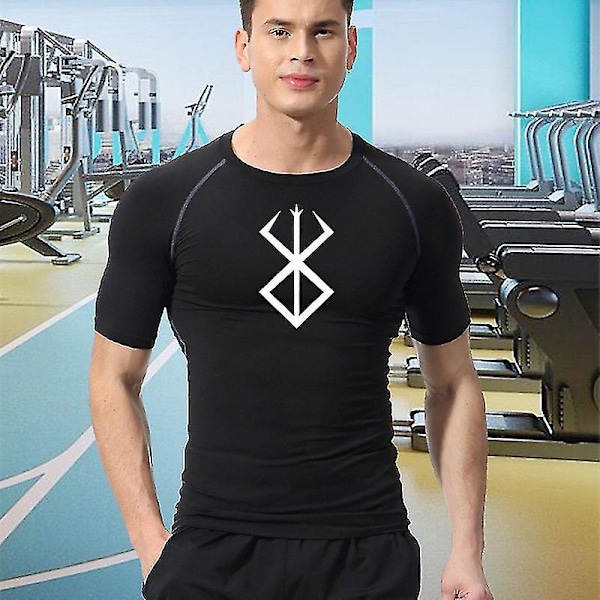Anime Berserk Trykk Kompresjonsskjorte for Menn Kortermet Gym Trening Fitness Undertrøyer Hurtigtørkende Atletisk T-skjorte Topper Grå 2 Gray 2 XL