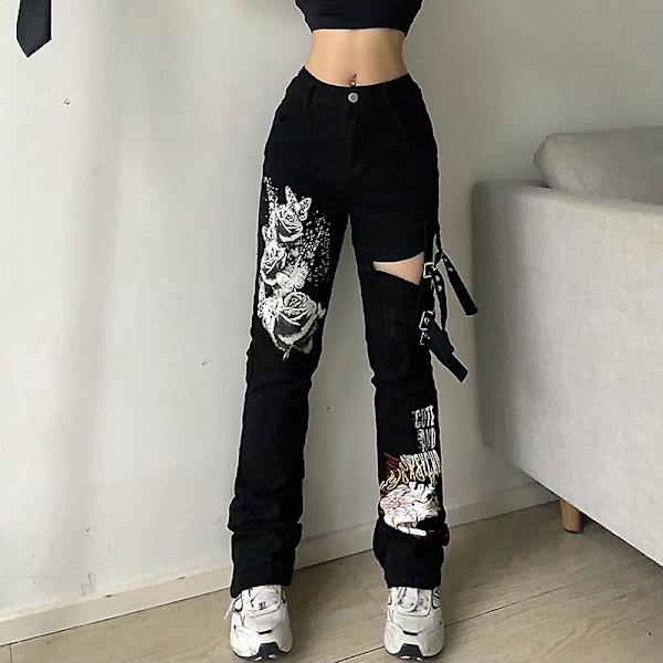 Bukser Akademisk Mørkt Tøj Hippie Løse Jeans style2 style2 S