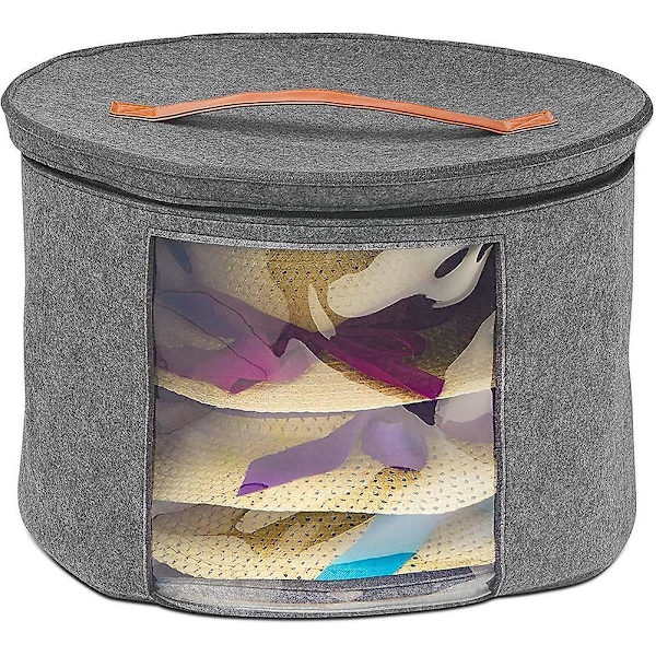 Hattlåda Stor Kapacitet Vikbar Dammsäker Hattförvaringsväska Med Synligt Fönster För Man Kvinna Hatt Resa Hem Sovsal Förvaring G1y5 (FMY) Grå Dia 40cm Grey Dia 40cm China