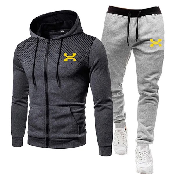 2023 Mode Träningsdräkt För Män Hoodie Fitness Gym Kläder Män Löparset Sportkläder Joggingbyxor Herr Träningsdräkt Vinterdräkt Sport Mörkgrå grå och Y M Dark grey gray an Y