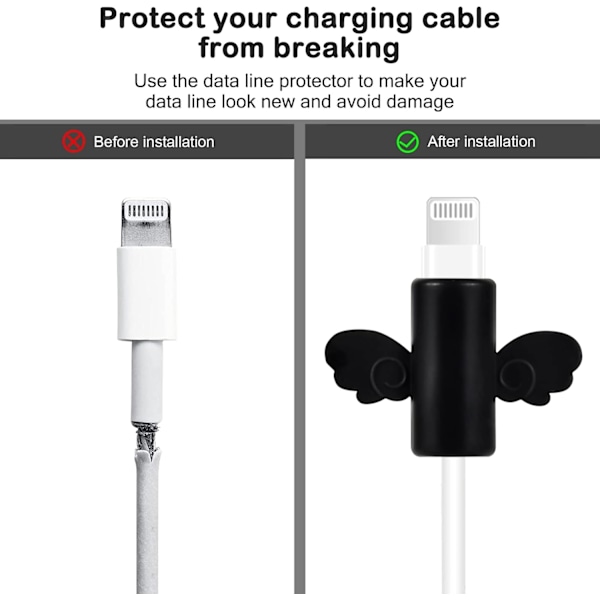 Tegneserie DIY Kabelbeskytter til iPhone Oplader, 3D Kawaii Kat Design, Datakabelbeskytter USB Ledning Ledningsbeskytter Oplader Beskyttelse Kompatibel med iPhone