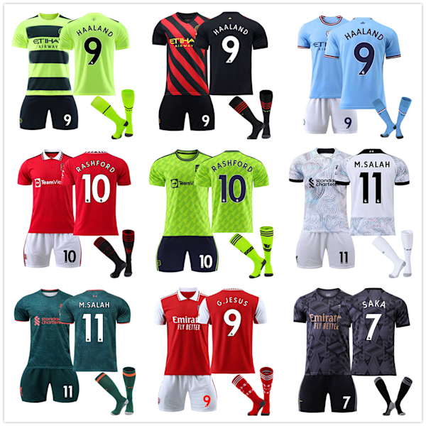 Nya Pojkar Barn Fotbollskit Kortärmad Tröja Strumpor Set Fotboll Manchester City Bortaställ #17 manchester city away kit #17 28/(12-13 years)