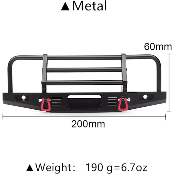 RCBumperMetallFrämreStötfångaremedKrokförSläpvagnFör1:10R.C.CrawlerTraxxasTRX4DefenderAxialSCX10SCX10II9004690047(Svart)