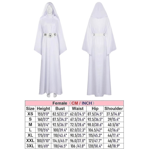 Karneval 2024 Barn Vuxen Space Force Prinsessa Kostym Maskerad Party Kläder Vit Kappa Rollspel Leia Cosplay Kostym Vuxen Adult S