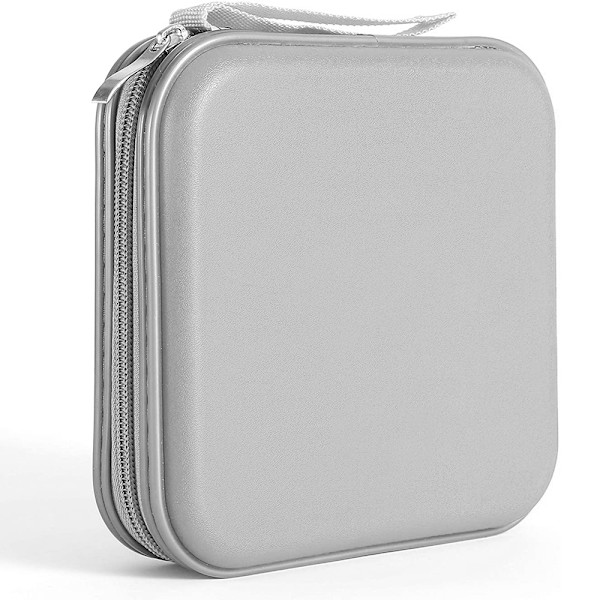 CD-fodral för 40 skivor, bärbart hårt plast DVD-fodral, silver