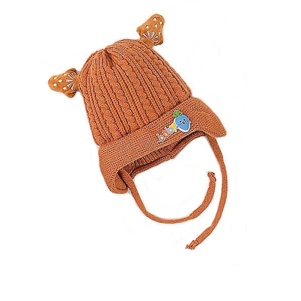 Barnhatt Mjuk Varm Kabelstickad Beanie Toddler Flicka Höst Vinter Hattar Blå Brown