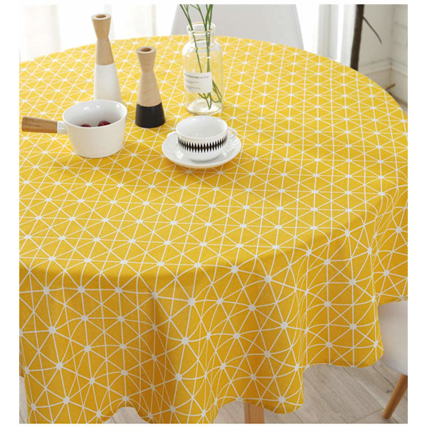 Rund Duk Bomull Lin Duker Enkel Twill Duk Bordlin Passer for Hjem Kjøkken Dekor, Ulike Størrelser gul yellow 120cm
