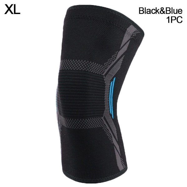 Sports knæbeskyttere Kompressions knæbeskyttere SORT&BLÅ XL MED KNAP Sort&Blå Black&Blue XLKnee Pad-Knee Pad