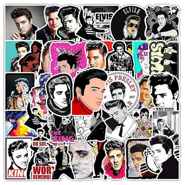 50 kpl Elvis Presley Graffiti Vedenpitävät Tarrat Matkalaukku Kannettava Tietokone Skeittilauta Jääkaappi Kypärä Vesikuppi Tukkumyynti