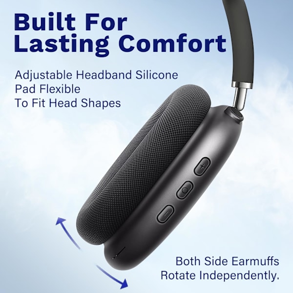 Trådlösa Over Ear Hörlurar Bluetooth Justerbara Hörlurar 42 Timmar Lyssningstid Volymkontroll, Lämpliga för Gaming/Löpning/Sport Hörlurar Space Gray
