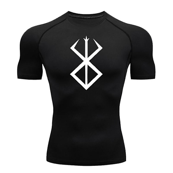Anime Berserk -printti miesten kompressiopaita lyhythihaisena, treeniin ja kuntoiluun sopiva aluspaita, nopeasti kuivuva urheilu T-paita, tummansininen 1 Navy Blue 1 M