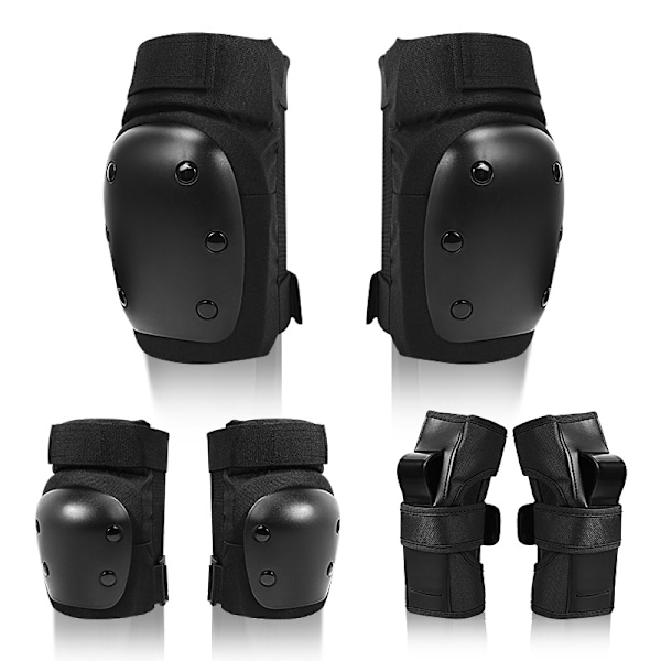 Tjocka skydd för rullskridskor för vuxna, skydd för skateboard, longboard balanscykel, knäskydd för barn Svarta 6 st Black 6pcs M#41-60kg