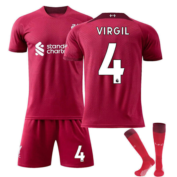 Nye Gutter Barn Fotballsett Kort Skjorte Sokk Sett Fotball liverpool hjemmedrakt #4 liverpool home kit #4 22/(6-7 years)