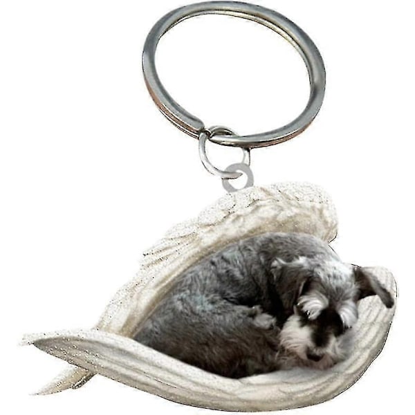 2 stk. Engel Sovende Hund Akryl Nøkkelringer Anheng Hjemmeinnredning Ornamenter Skrivesaker Gaver-WELLNGS SCHNAUZER