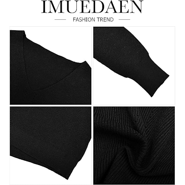 2023 Dame off-shoulder sweater med V-hals, løse flagermusærmer, langærmet strikket sweater