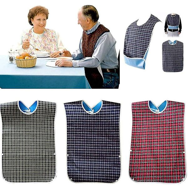 3-pack haklappar för vuxna med smulskydd - Tvättbara haklappar för vuxna, stora (78*44cm)