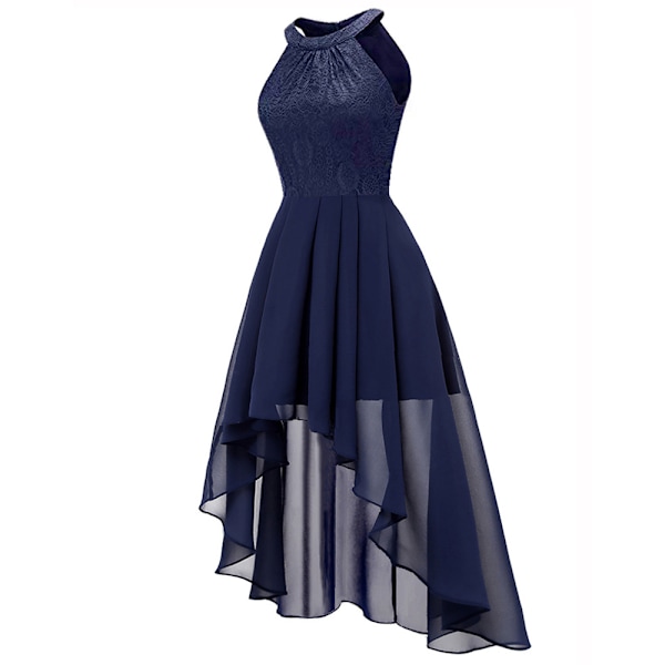 Dame Vintage Halterneck Blomstret Blonde Rygløs Brudepigekjole Blå M blue m
