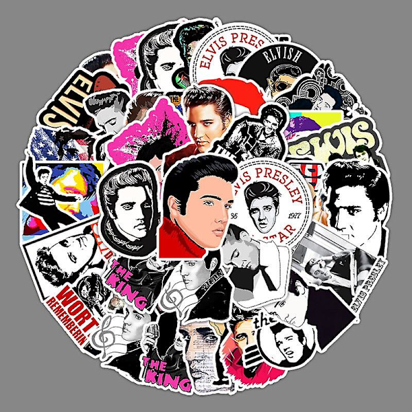 50 kpl Elvis Presley Graffiti Vedenpitävät Tarrat Matkalaukku Kannettava Tietokone Skeittilauta Jääkaappi Kypärä Vesikuppi Tukkumyynti
