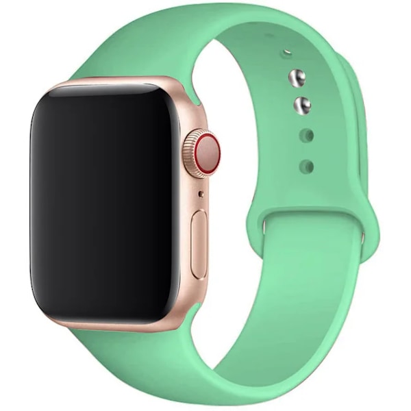 Silikonrem för Apple Watch Band 45mm 44mm 42mm 49mm 41mm 40mm 38mm armband iwatch Series 8 7 9 SE 4 3 5 Ultra 6 Spearmint h Spearmint 42 44 45 49 mm S-M