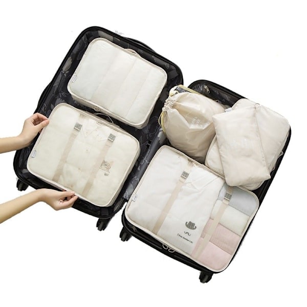 6 pakkauspussin setti - Beige Beige Beige