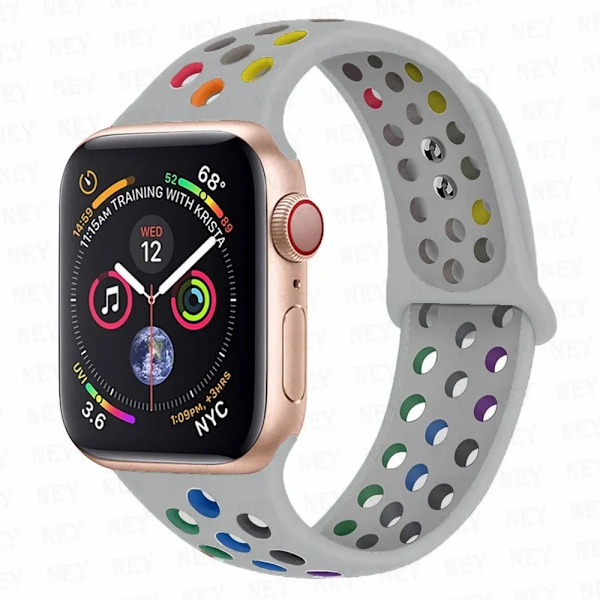 Sportrem för Apple Watch Band 45 mm 49 mm 44 mm 40 mm 41 mm 42 mm Silikonarmband correa iWatch Ultra 2 Series 9 8 SE 7 6 5 4 3 Spruce fog Pride 5 h Spruce fog Pride 5 S-M