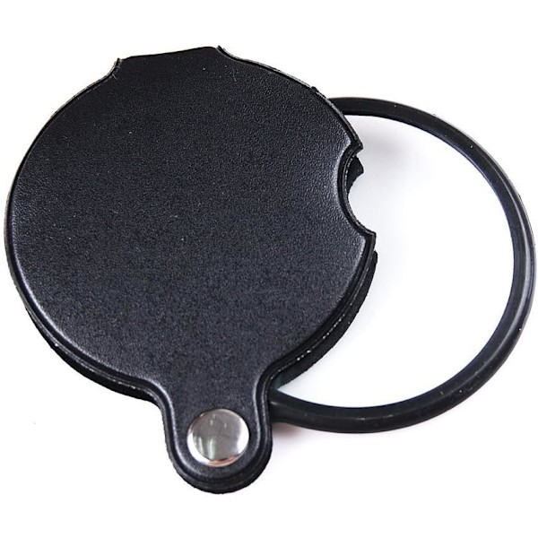 60mm Diameter 10x Mini Glas Linse Forstørrelsesglas Lomme Forstørrelsesglas Urmager Forstørrelsesglas Foldbar med PU Læder Etui - Sort