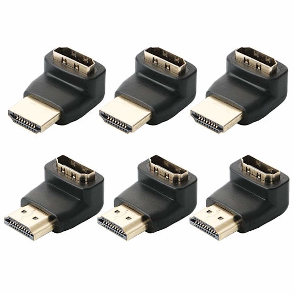 6-pak højre vinkel HDMI-stik, 90 grader & 270 grader HDMI Ma v