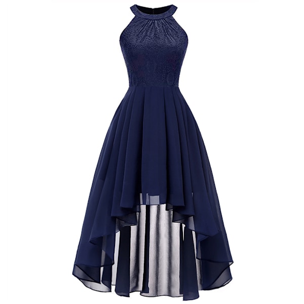 Dam Vintage Halterneck Blommig Spets Rygglös Brudtärneklänning Blå S blue s