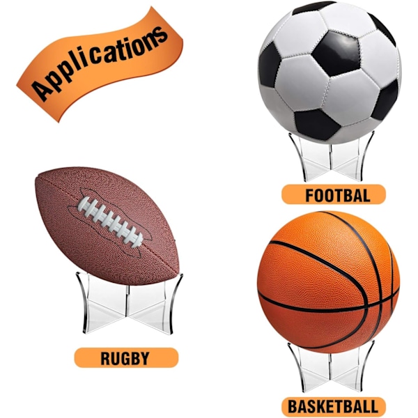 3 st Bollställ Fotboll Basketboll Akryl Boll Displayställ Transparent Basketboll Fotboll