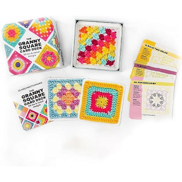 Granny Square Deck, 50 Mix & Match Mönster, Virkningskit, Square Deck Virkning, Granny Square Kort